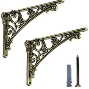 Brass filigree shelf brackets